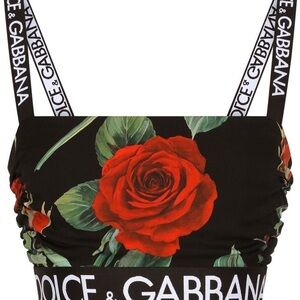 Dolce & Gabbana Black Ruched Bustier Tank Top